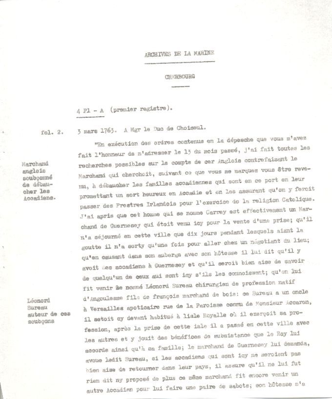 Lettre de Defrancy à Mgr de Choiseul, 1763