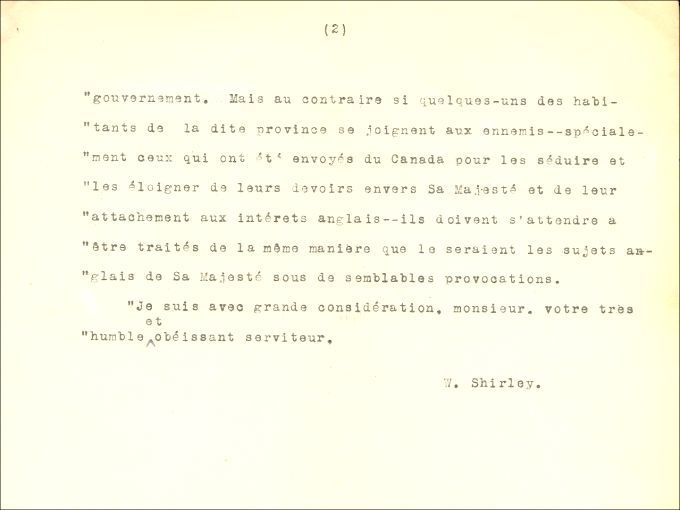 Correspondance, William Shirley, commentée par Placide Gaudet