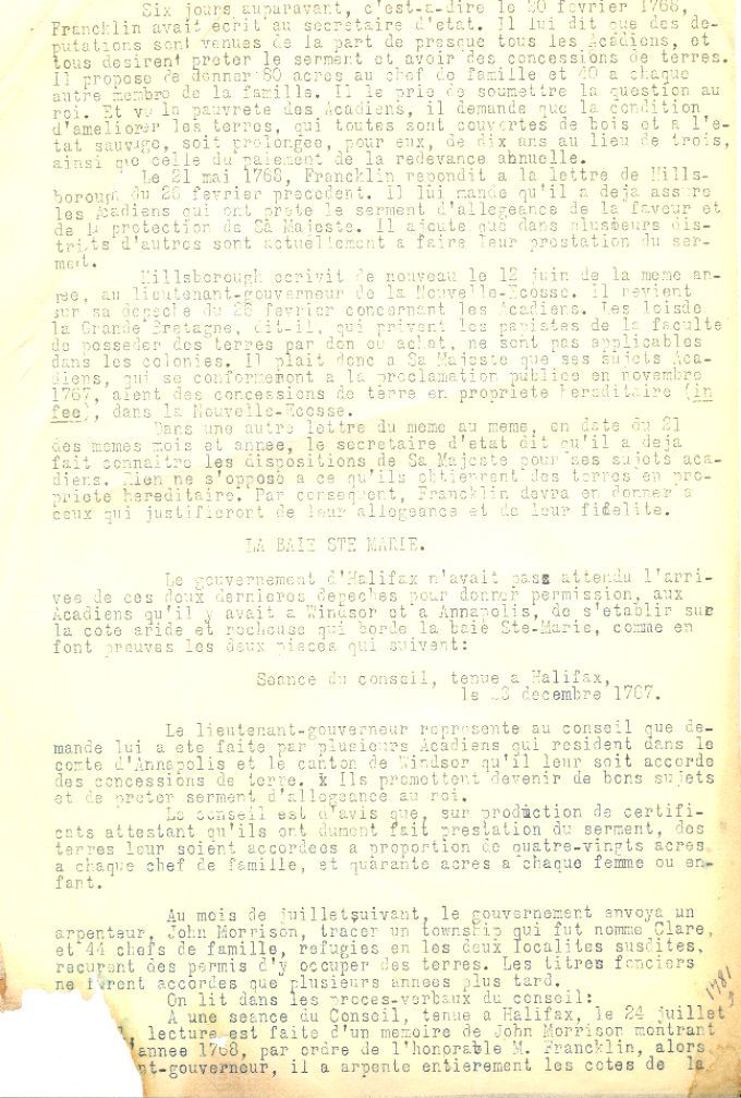 Acadiens passés à Saint-Pierre-et-Miquelon, puis à l'île Madame, vers 1760