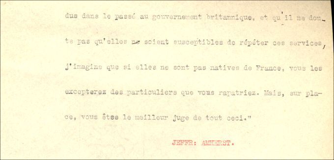 Letter from Amherst to Whitmore, 1761