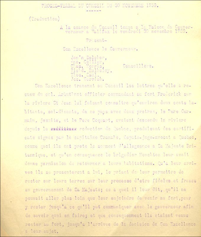 Minutes of the Council of Nova Scotia, 1759