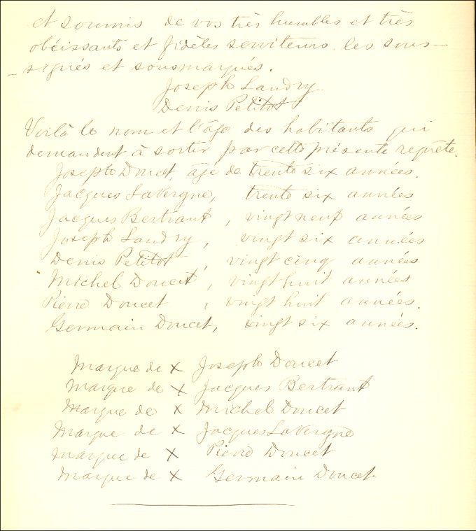 Requête d'Acadiens d'Annapolis Royal, N.-É., à Mascarène, 1740