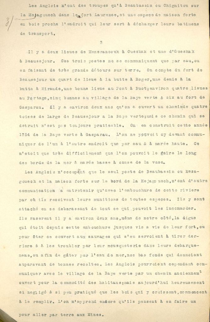 Mémoire de Le Loutre à l'Isle-Dieu, 1754