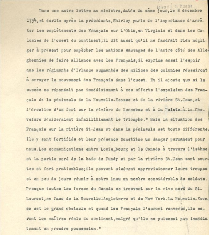Placide Gaudet's comments concerning British correspondence