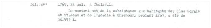 Lettre de Defrancy à Choiseul, 1765