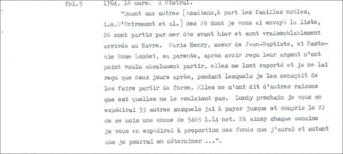 Lettre de Defrancy à Mistral, 1764