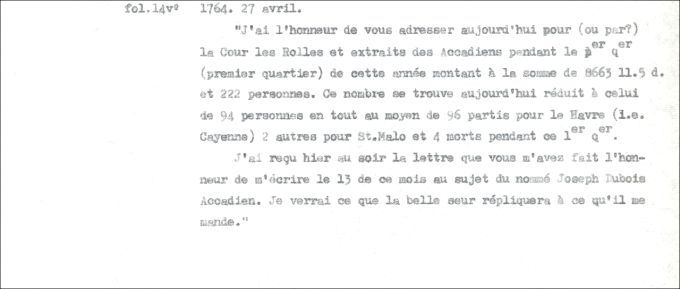 Lettre de Defrancy à Mistral, 1764