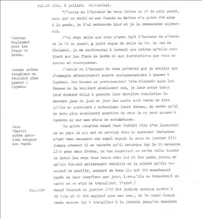 Lettre de Defrancy à Mistral, 1764