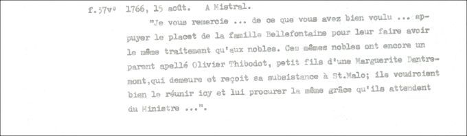 Lettre de Defrancy à Mistral, 1766