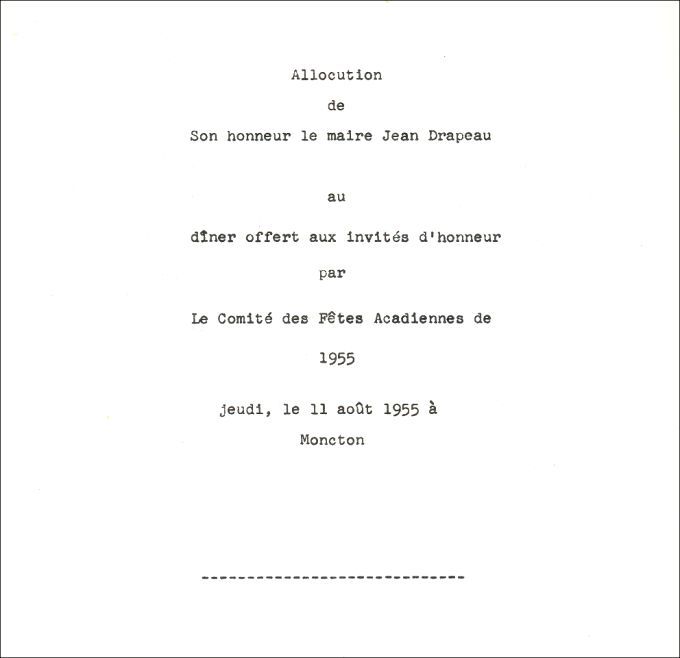 Discours, Jean Drapeau, bicentenaire de la Déportation, 1955