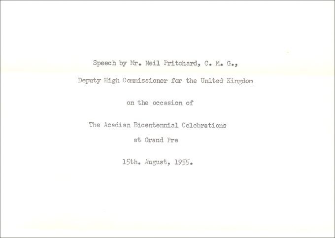 Speech, Neil Pritchard, Deportation's bicentennial, 1955