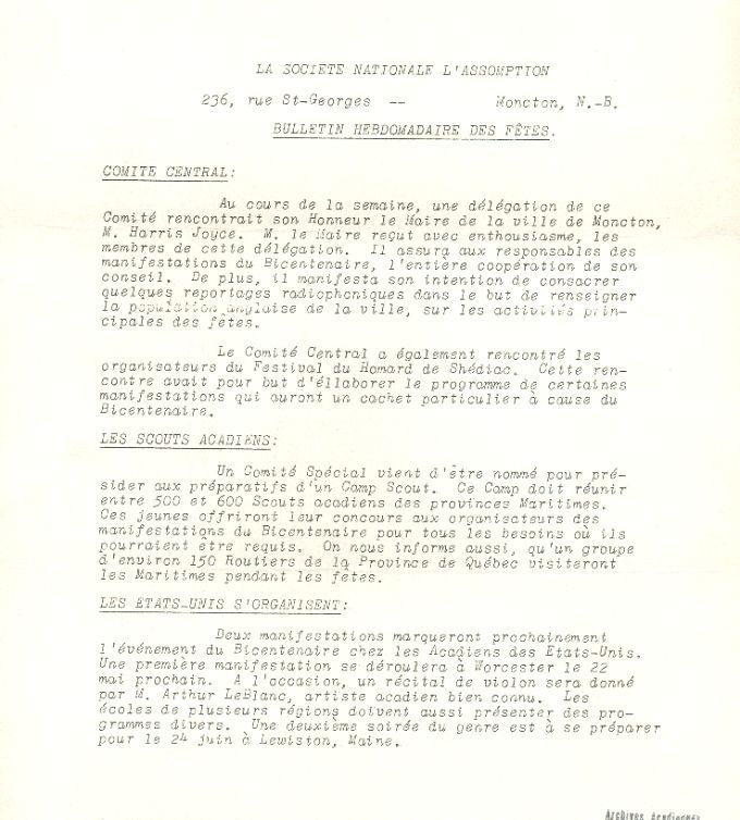 Bulletin hebdomadaire, bicentenaire de la Déportation, 1955