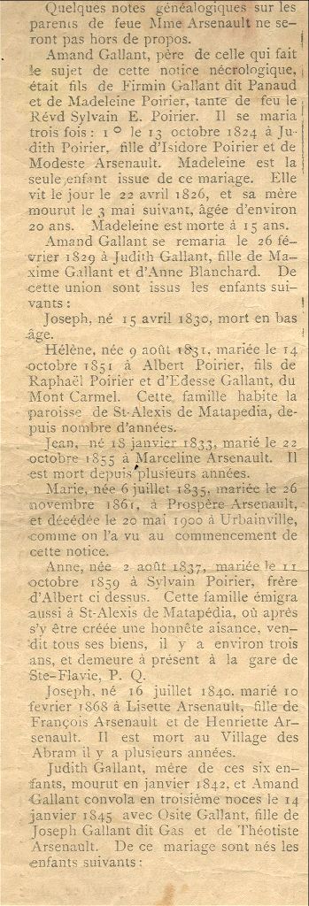 Familles Arsenault et Haché (Gallant)