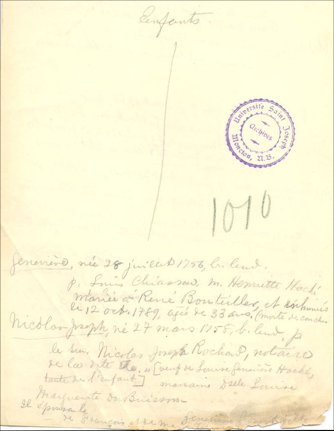 Familles Chiasson et Haché (Gallant)