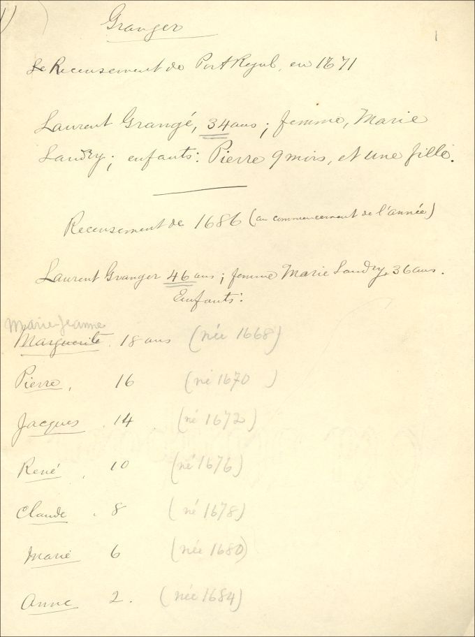 Familles Granger et Landry