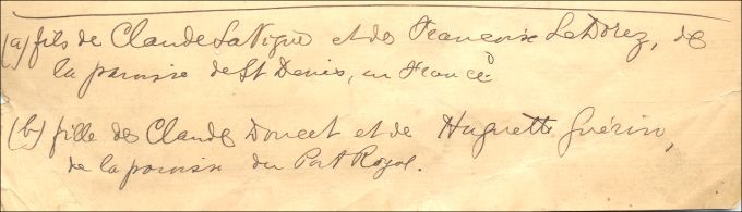 Familles La Vigne et Doucet