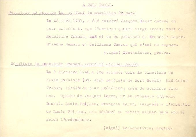 Familles Léger et Trahan 