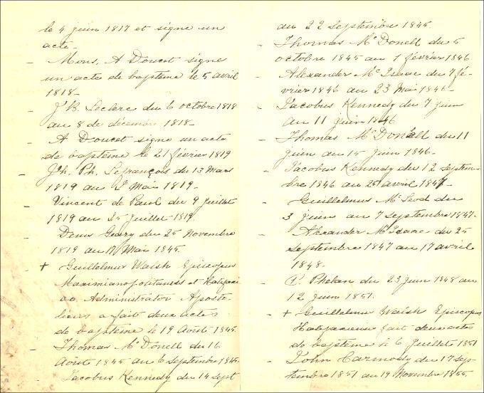 Liste de missionnaires et de prêtres, Chezzetcook, N.-É.