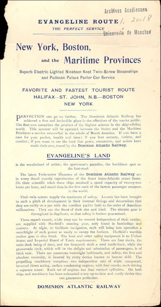Brochure of the Evangeline Route