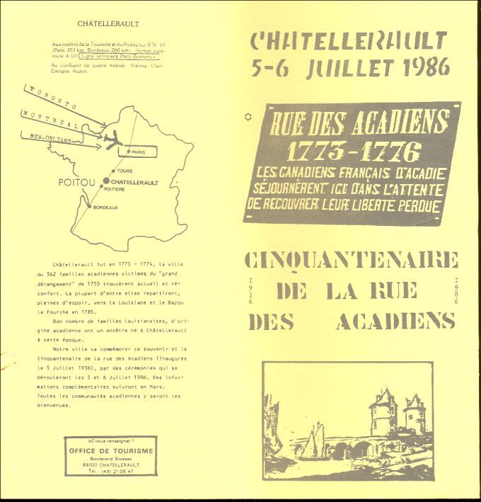 Fiftieth anniversary of the "rue des Acadiens" in Châtellerault, France, 1986