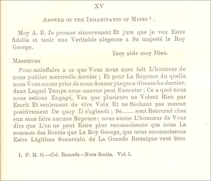 Serment d'allégeance, Mines, 1715
