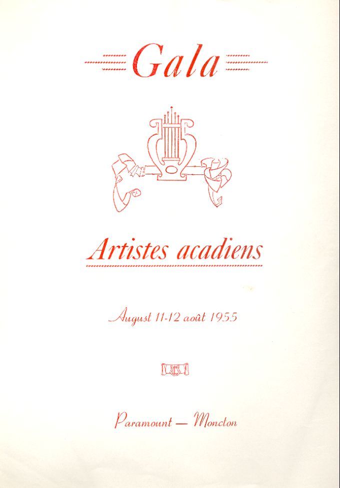 Programme, Gala des artistes acadiens, Moncton, N.-B., 1955