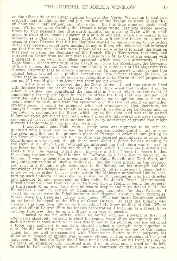 Journal de Charles Lawrence, 1750