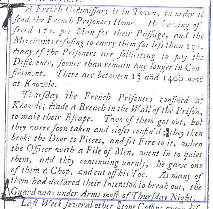 Acadian prisoners in Knowle, England, 1763