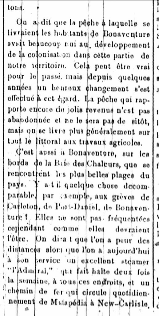 The colonization movement - The shores of Bonaventure