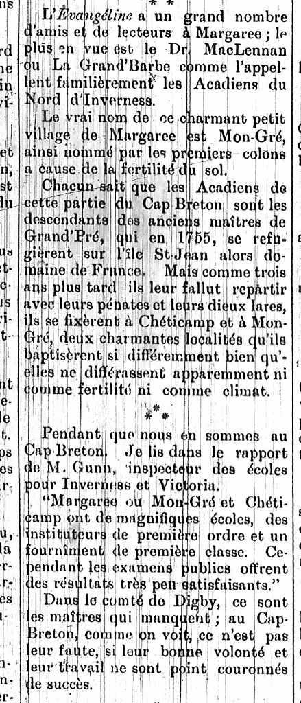 News from Magré (Margaree), N.S.