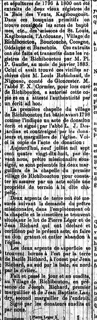 The history of the village of Richibouctou, 1796 to 1896