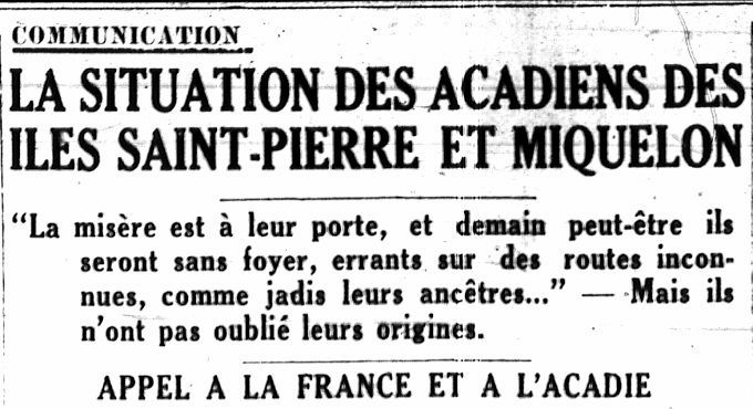 The situation of the Acadians at Saint-Pierre et Miquelon