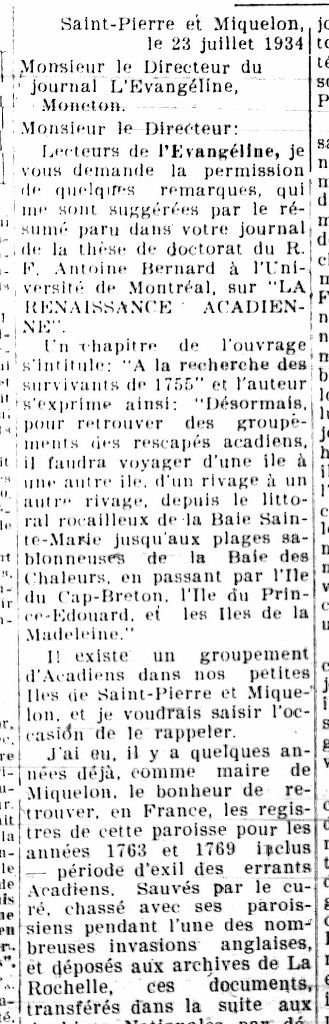 La situation des Acadiens à Saint-Pierre et Miquelon