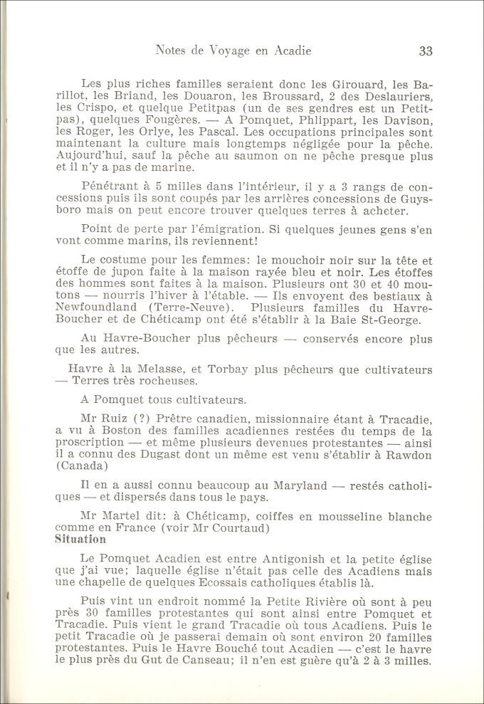 Notes de voyage de Rameau en Acadie, 1860