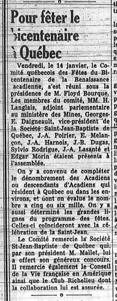 Pour fêter le bicentenaire à Québec