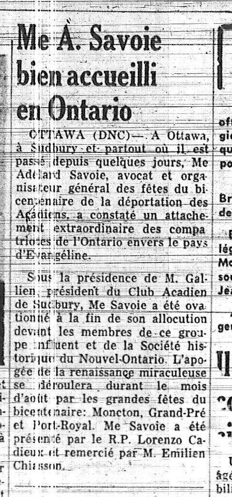 Adélard Savoir, Esq., well received in Ottawa
