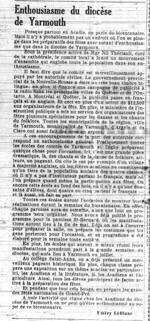 Enthusiasm in the diocese of Yarmouth